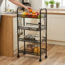 CARLA HOME 4 Tier Rolling Kitchen Trolley Cart - Metal Mesh - Black - Basic - Steel-2