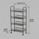CARLA HOME 4 Tier Rolling Kitchen Trolley Cart - Metal Mesh - Black - Basic - Steel-3