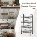 CARLA HOME 4 Tier Rolling Kitchen Trolley Cart - Metal Mesh - Black - Basic - Steel-4