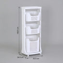 CARLA HOME 3 Tier Rolling Laundry Basket - White with Wheels - Basic - Plastic - 3 - tier Rolling Laundry-3