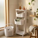 CARLA HOME 3 Tier Rolling Laundry Basket - White with Wheels - Basic - Plastic - 3 - tier Rolling Laundry-5