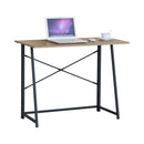 CARLA HOME Foldable Computer Desk - Oak Steel Frame Study Table - Brown - Foldable Desk-1