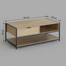 CARLA HOME Coffee Table with Drawer - Wood and Metal Frame - Brown - Rustic - Steel-3