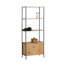 CARLA HOME Bookcase with Cabinet - 3 - Tier Display Shelf - Brown - Storage Cabinet-1