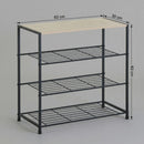 CARLA HOME 4 Tier Shoe Rack with Mdf Top Shelf - Metal - Brown - Rustic - Steel - Metal Mesh Shelves-3