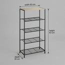 CARLA HOME 5 Tier Shoe Rack - Metal Mesh Organiser - Rustic Brown - Steel - Metal Mesh Shelves-3