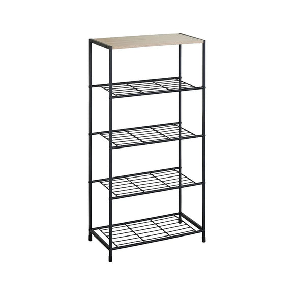 CARLA HOME 5 Tier Shoe Rack - Metal Mesh Organiser - Rustic Brown - Steel - Metal Mesh Shelves