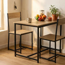 CARLA HOME 3 - Piece Dining Table Set - Square Table 2 Chairs - Brown - Dinning Table-2