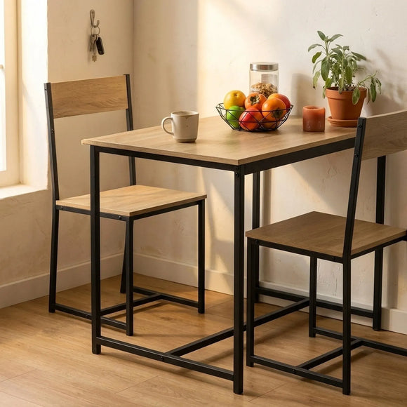 CARLA HOME 3 - Piece Dining Table Set - Square Table 2 Chairs - Brown - Dinning Table