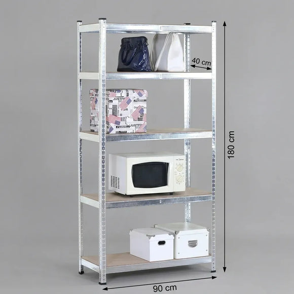 CARLA HOME 5 Tier Steel Shelving Unit - Garage Storage Shelf - Silver Modern