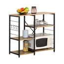 CARLA HOME Kitchen Baker's Rack 4 Tier - Metal Shelf with Hooks - Brown - Kitchen Rack-9