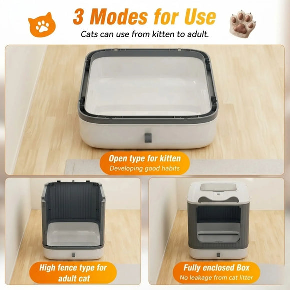 CARLA HOME Enclosed Cat Litter Box - Drawer Tray - Large - Scoop Drawer Design