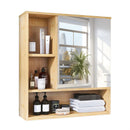 Bamboo Wall Medicine Cabinet Mirror 55.5cm 5 Shelf-4