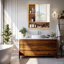 Bamboo Wall Medicine Cabinet Mirror 55.5cm 5 Shelf-6