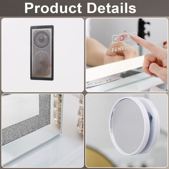 LED Makeup Mirror Bluetooth Touch Sensor Hollywood Vanity