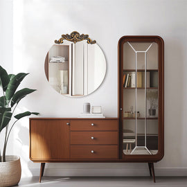 Baroque Antique Round Wall Mirror D�cor 60x64.5cm - 0