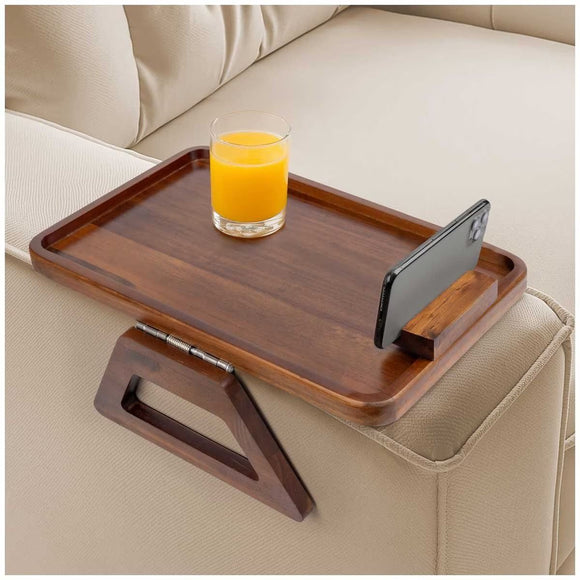 Smart Design Acacia Sofa Armrest Tray
