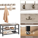 Industrial Design Entryway Shoe Rack with Coat Hooks Organizer (Grey)-2