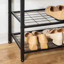 Industrial Design Entryway Shoe Rack with Coat Hooks Organizer (Grey)-5