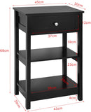 Black Bedside Table with 1 Drawer and 2 Shelves-4
