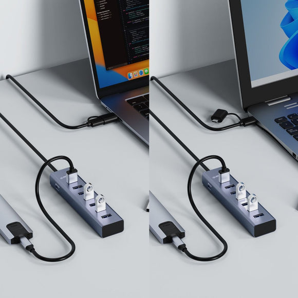 mbeat 7-Port USB Hub with Dual USB-A & USB-C Connector