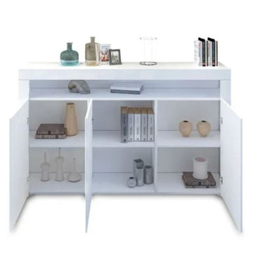 LED High Gloss White Buffet Kitchen Cabinet Sideboard Cupboard White - 0