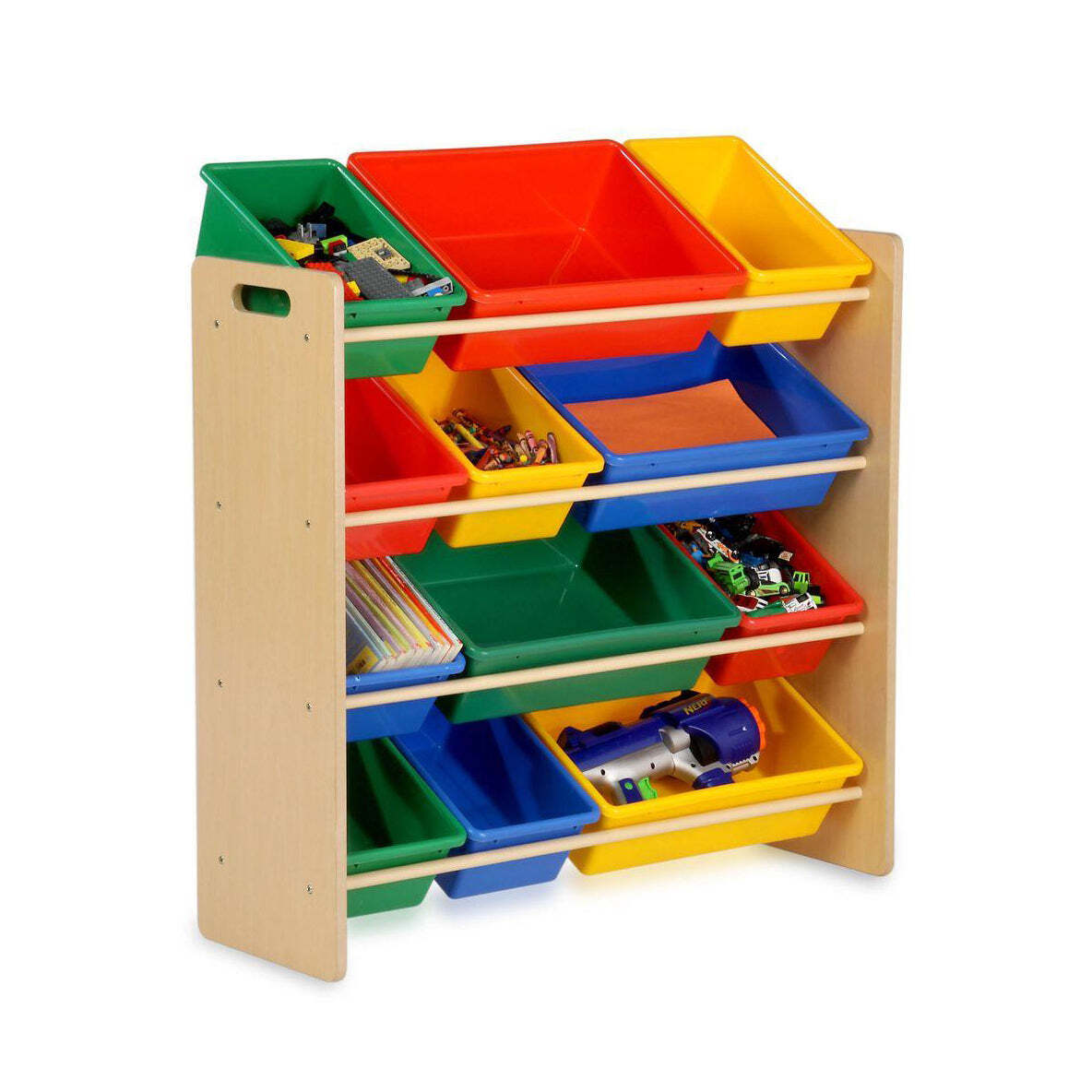 Kids Organiser Shelf Storage Rack for Toys - 12 Multicoloured Bins - 0