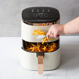 7L Digital Air Fryer with 8 pre-set Touch-control Cooking Programs - Cream - 0