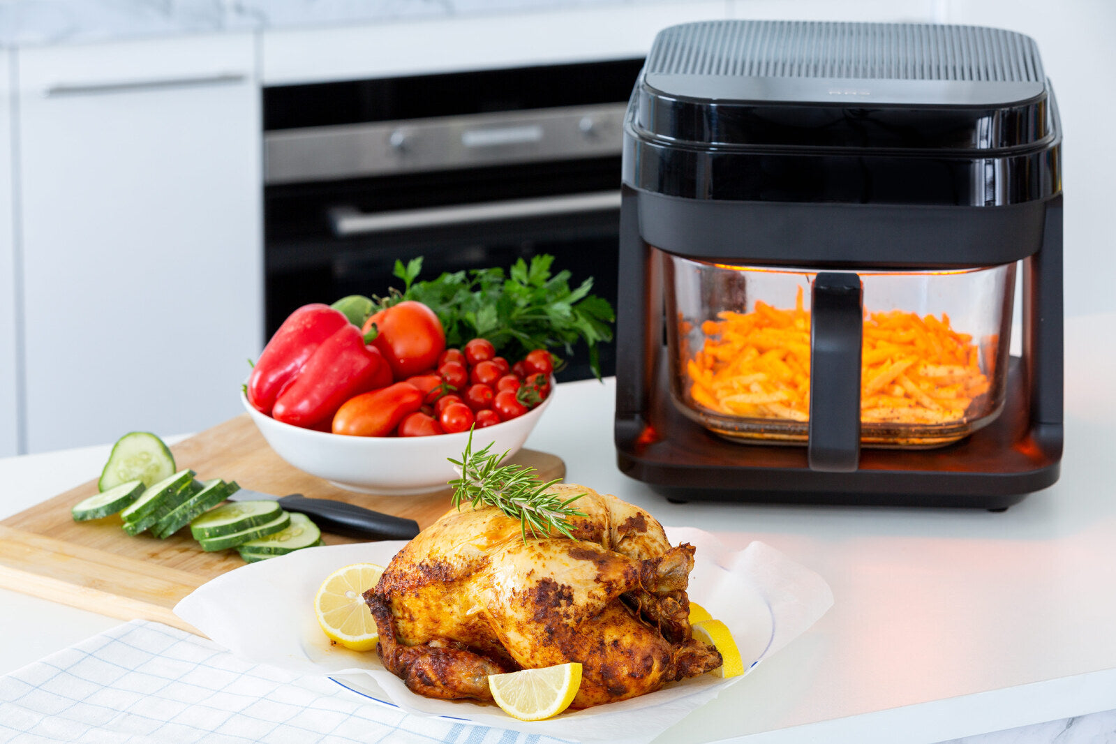 6.5L Glass Digital Air Fryer Oven, 1200W, &gt;200°C, Easy Cleaning - 0