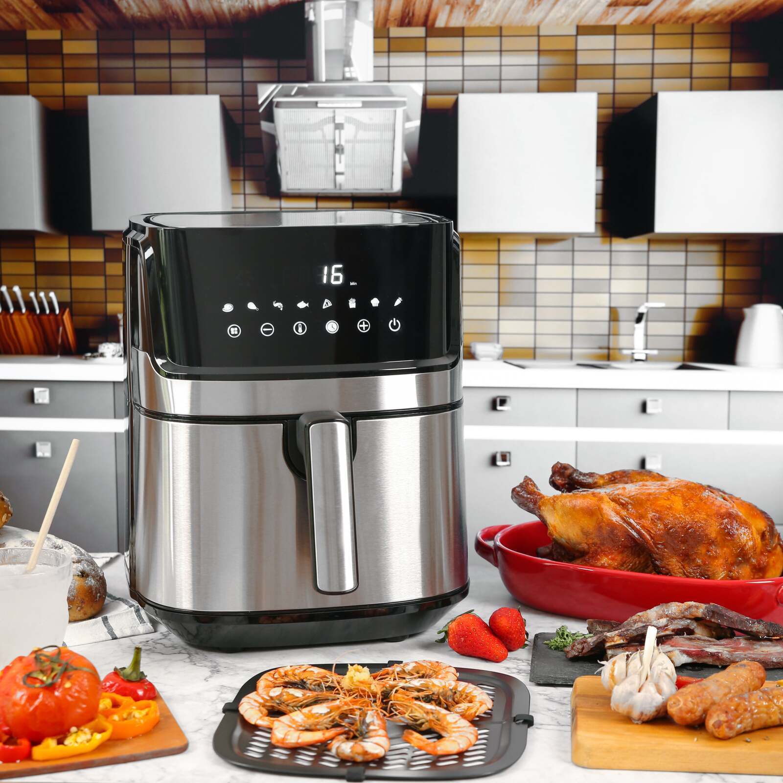 7L Digital Stainless Steel Air Fryer Kitchen Appliance - 0