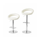 2 Curve Leather Barstools (White) w/ Adjustable Height, 78-99cm-5