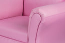 Kids Pink Couch Sofa Chair w/ Footstool in PU Leather-4