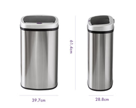50L Stainless Steel Motion Sensor Rubbish Bin - 0
