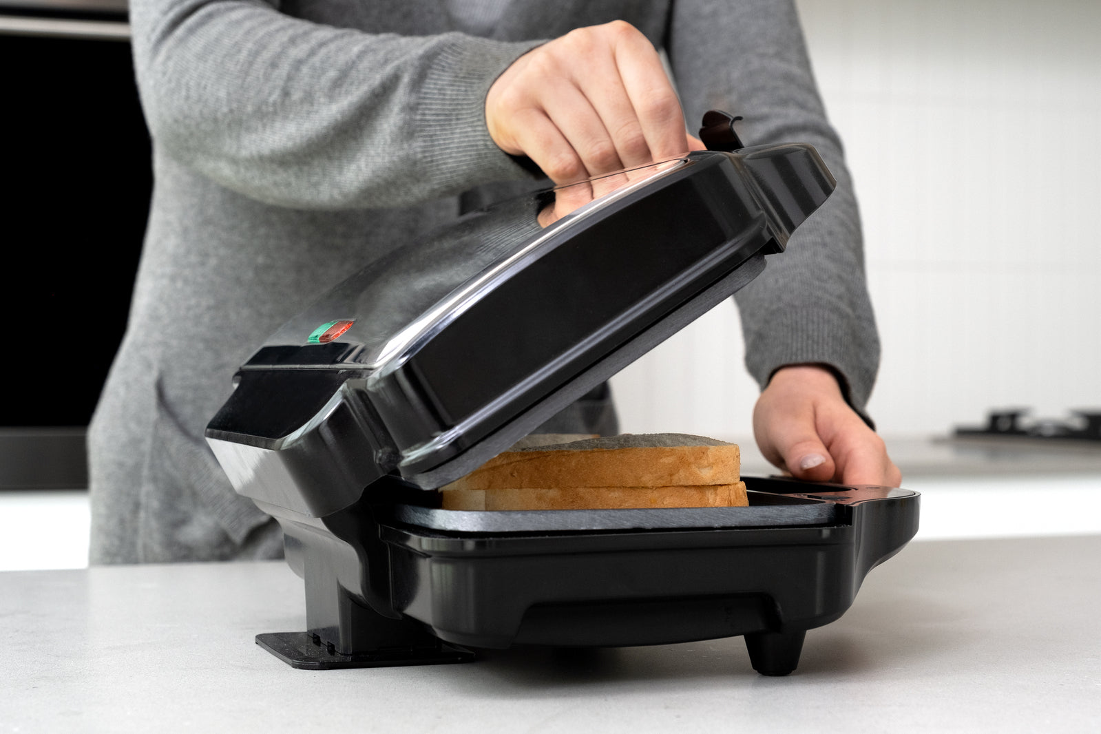 Sandwich Press w/ 3 Interchangeable Plates Incl Toasties & Waffles - 0