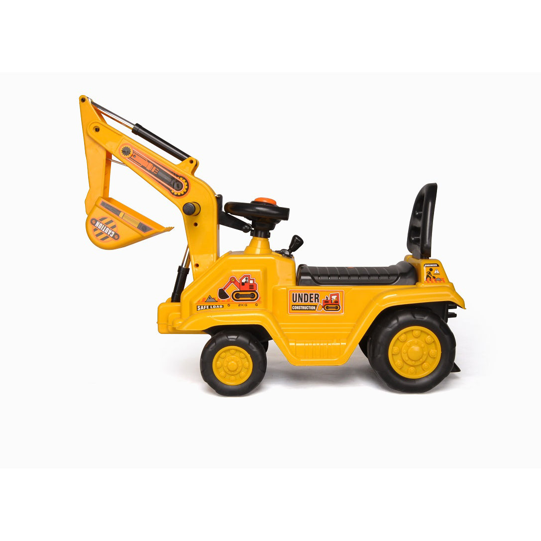 Ride-on Children's Excavator (Yellow) w/ Dual Operation Levers to Scoop - 0