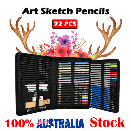 72pcs Professional Drawing Artist Kit Set Pencils and Sketch Charcoal Art Tools