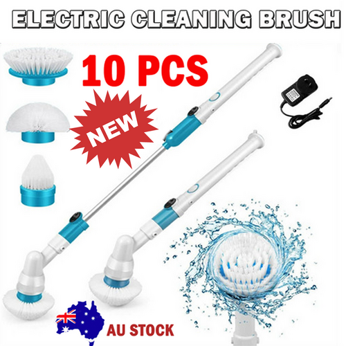 10PCS Rechargeable Spin Scrubber Electric Turbo Scrub Cleaning Brush Cordless Kit