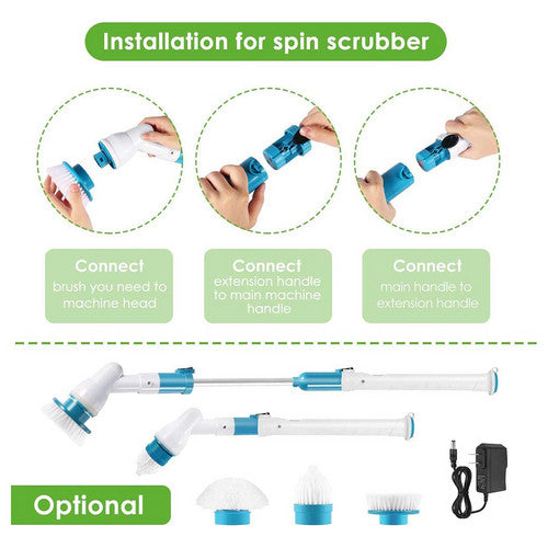 5PCS Rechargeable Spin Scrubber Electric Turbo Scrub Cleaning Brush Cordless Kit - 0