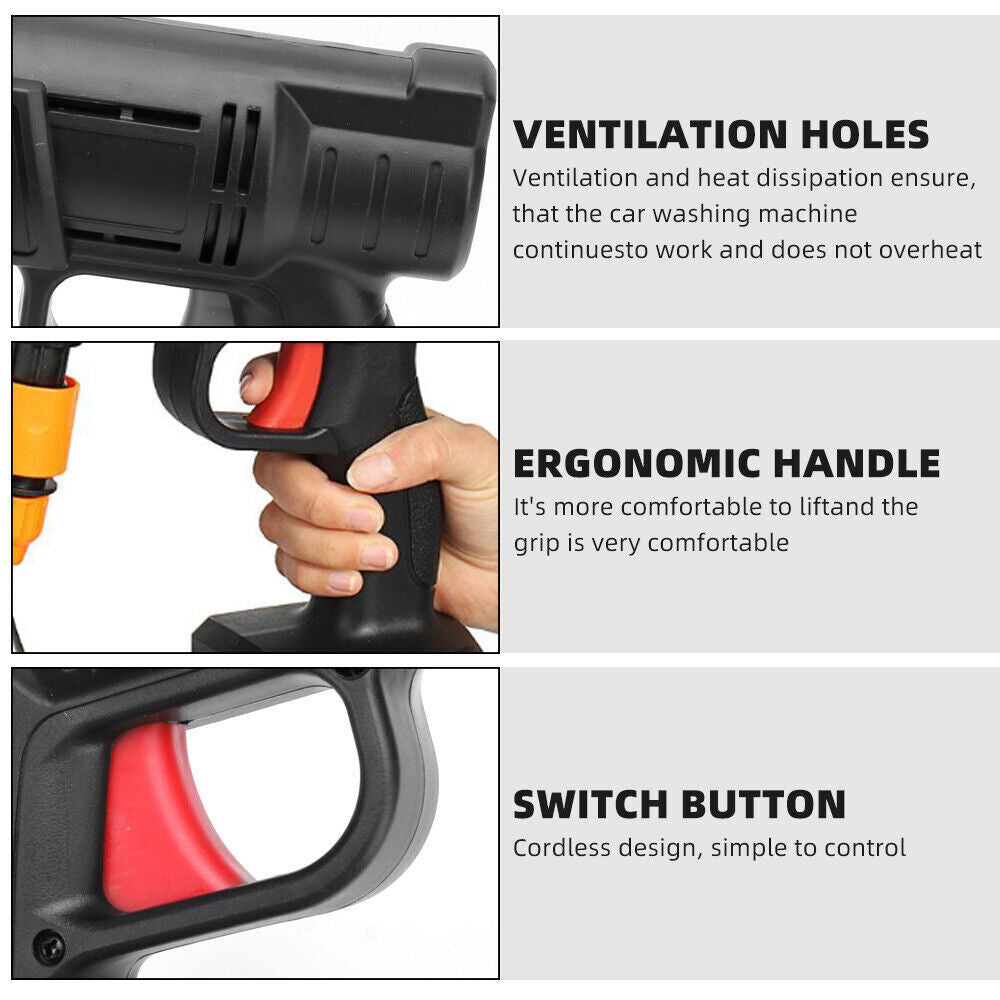 88V Cordless Electric High Pressure Washer Water Spray Gun Car Cleaner 2 Battery - 0