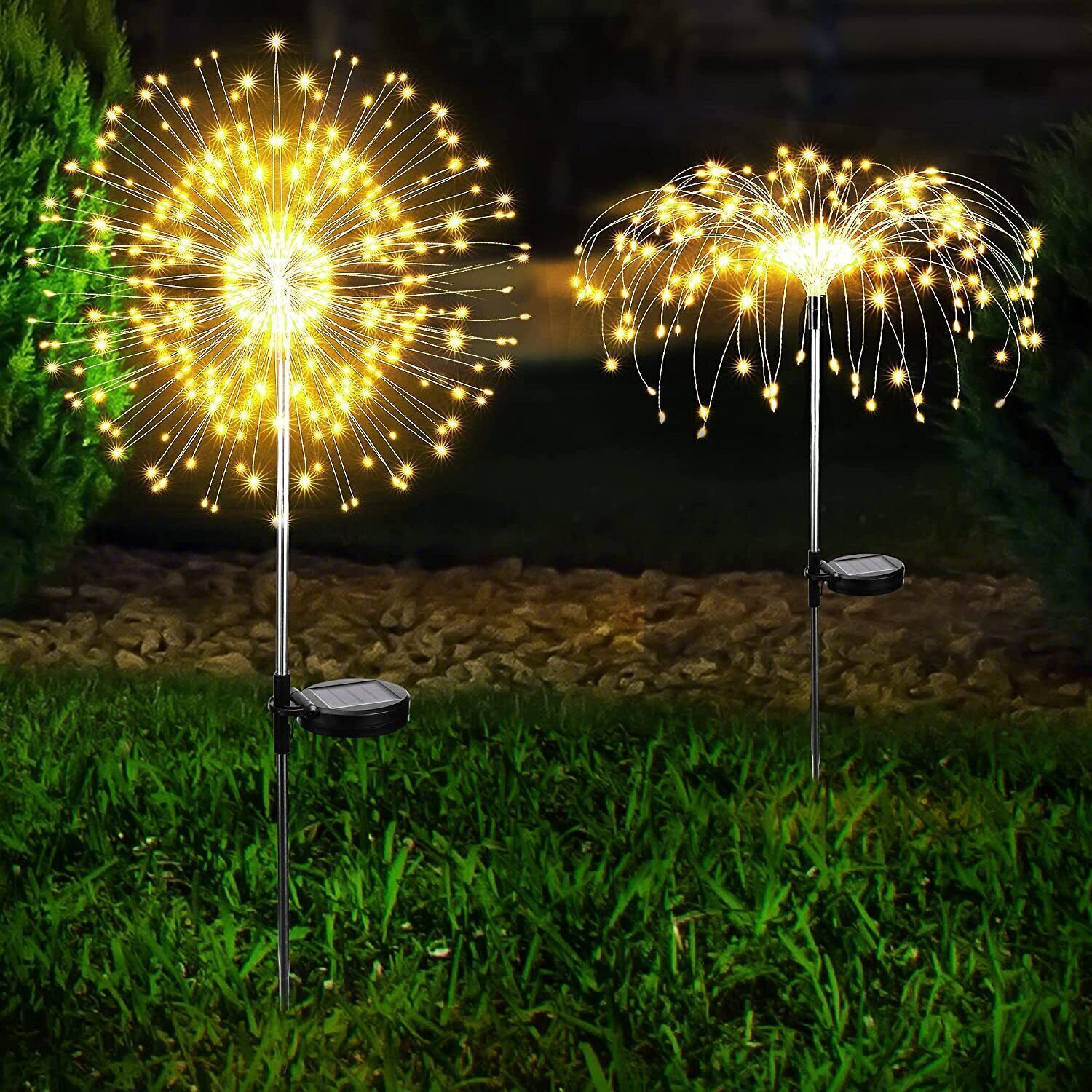 Warm White Fireworks 120 LED Fairy String Lights Starburst Solar Xmas Garden Night Lamp Hot NEW - 0