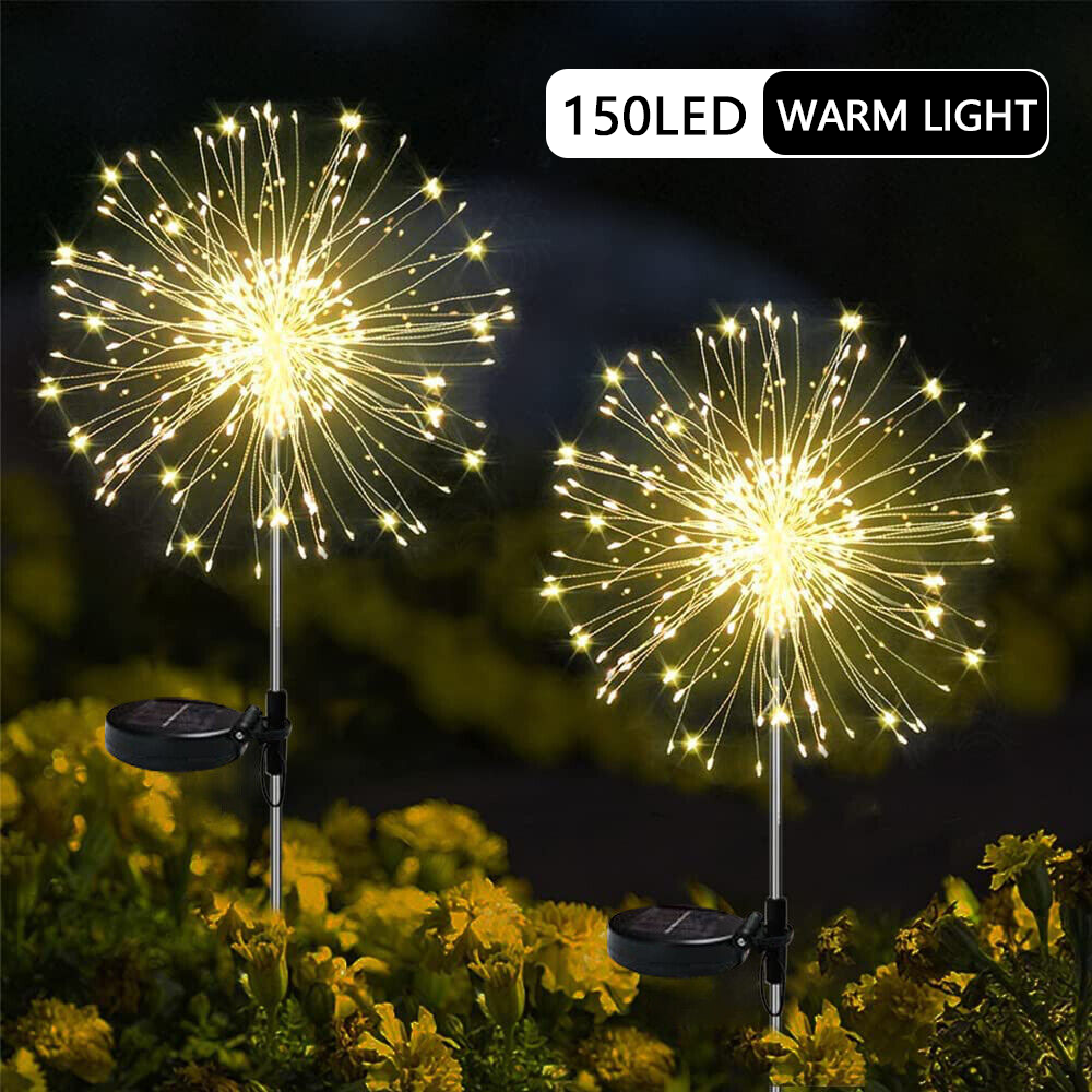 Warm White Fireworks 150 LED Fairy String Lights Starburst Solar Xmas Garden Night Lamp Hot NEW - 0