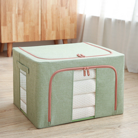 Foldable Storage Box Crushed Steel Frame Clothes Quilt Toys Organizer 24L - 0