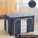 Foldable Storage Box Crushed Steel Frame Clothes Quilt Toys Organizer 24L-2