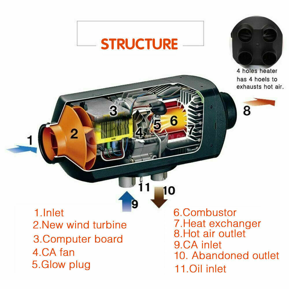 12V/8KW Diesel Air Heater Tank Remote Control Thermostat Caravan Motorhome RV AU - 0