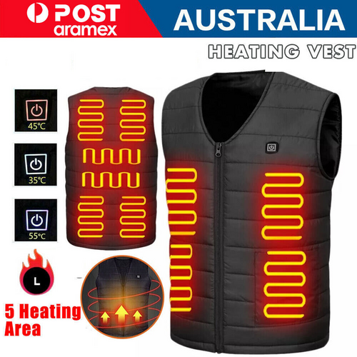 L Electric Vest Heated Jacket USB Thermal Warm Heat Pad Winter Body Warmer Unisex
