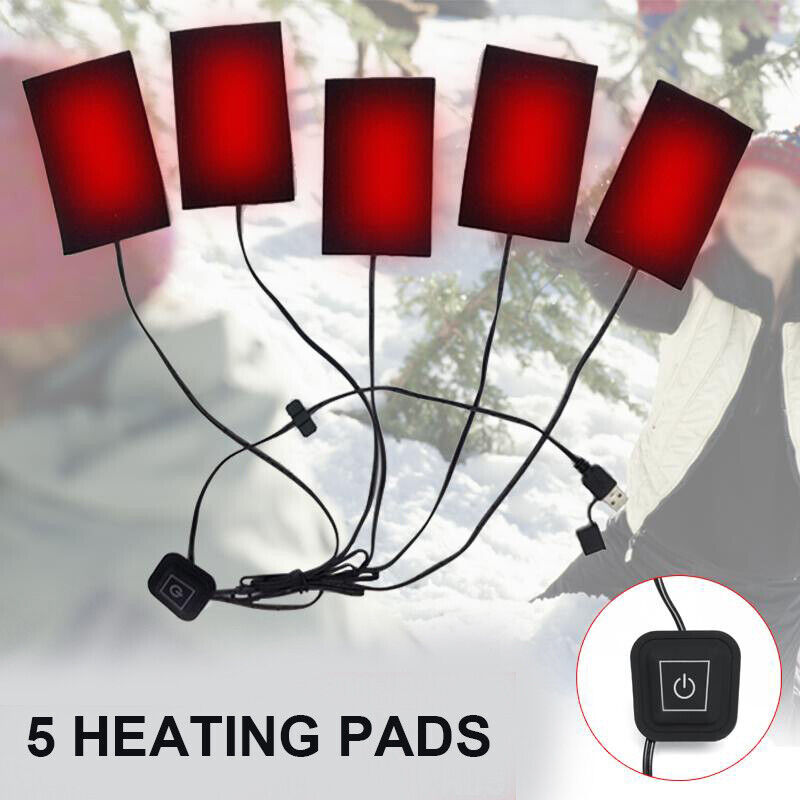 L Electric Vest Heated Jacket USB Thermal Warm Heat Pad Winter Body Warmer Unisex - 0