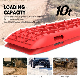 X-BULL KIT1 Recovery track Board Traction Sand trucks strap mounting 4x4 Sand Snow Car RED - 0