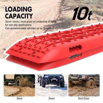 X-BULL KIT1 Recovery track Board Traction Sand trucks strap mounting 4x4 Sand Snow Car RED - 0