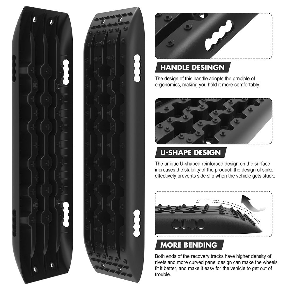 X-BULL KIT1 Recovery track Board Traction Sand trucks strap mounting 4x4 Sand Snow Car BALCK - 0