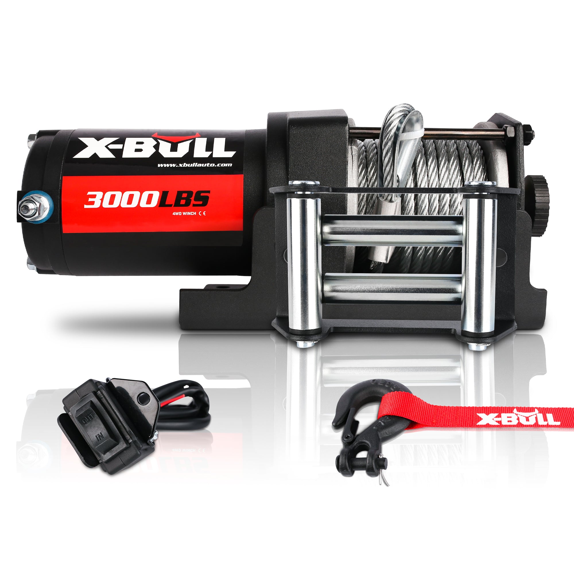 X-BULL Electric Winch 12V 3000LBS Steel Cable Wireless remote ATV UTV Boat Trailer